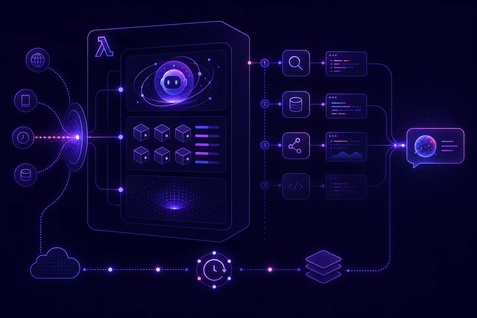 AI agent cold starts on AWS Lambda showing the startup path from runtime initialization to sequential tool calls and first response