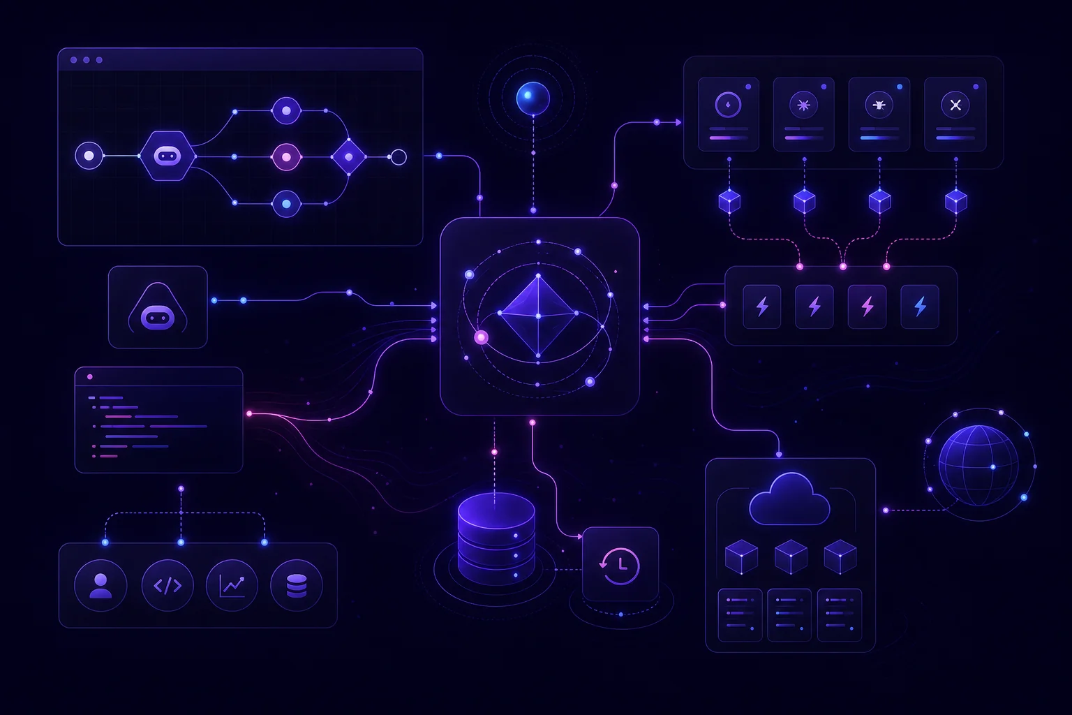 LangGraph deployment architecture showing production agents running with persistent checkpoints, durable state, and reliable background execution.