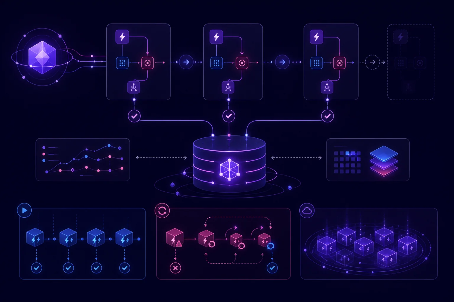 Persistent state serverless jobs using checkpoints, shared compute boundaries, and retry handling across AI job runs